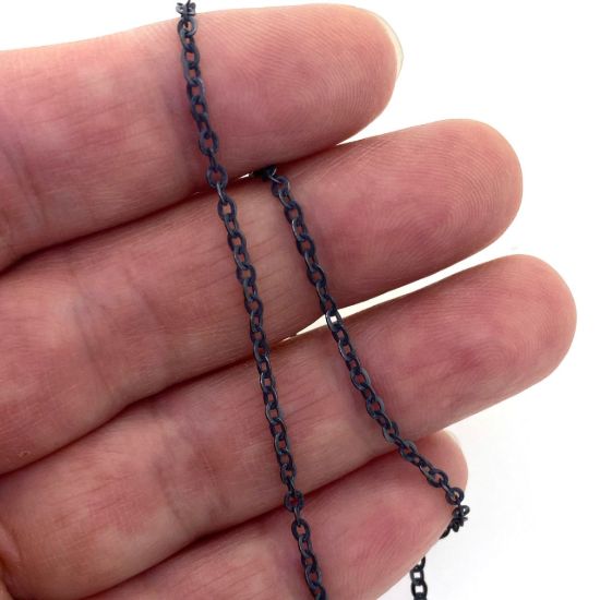 wholesale oxidized sterling silver cable chain necklace