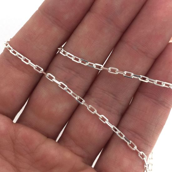 Wholesale chains, 925 Sterling Silver Diamond Cut Box Chain 3.8 by 2.1mm, Bulk Chain by the foot