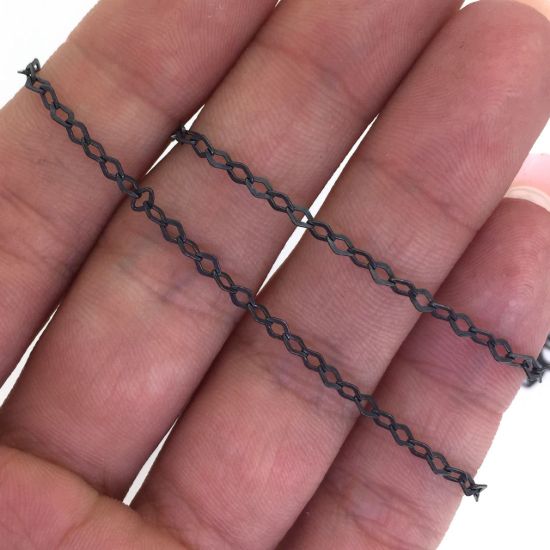 Wholesale Chains, Oxidized Sterling Silver 3mm Diamond Shape Flat Cable Chain, Bulk Chain by the foot