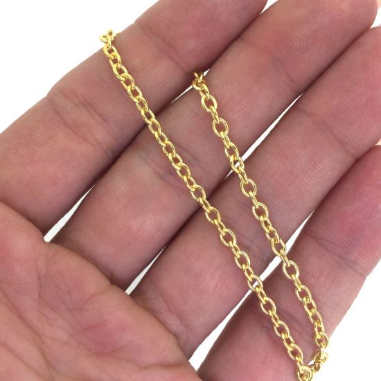 Wholesale Gold Over Sterling Silver Bulk Chain - 2.8x3.7mm Oval Cable Chain (sold per foot) 