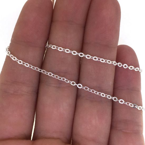 Wholesale Chain, 925 Sterling Silver Flat Cable Oval Chain 2.3mm Bulk Chain by the foot