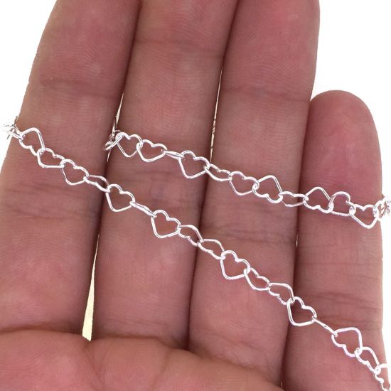 Wholesale Chain, 925 Sterling Silver Heart Chain Link, Bulk Chain by the foot