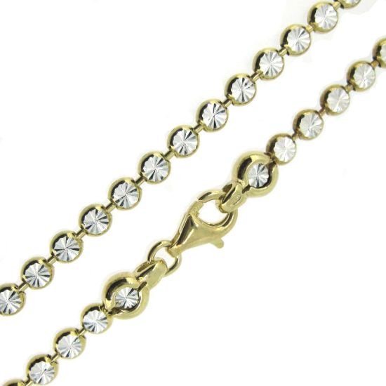 Wholesale Yellow Gold Over Sterling Silver Finished Chain -  3mm Double Sided Diamond Cut Chain-16"