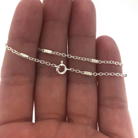 Wholesale Sterling Silver Finished Chain- 4mm Textured Bar Satellite Chain