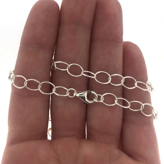 Wholesale Sterling Silver Round Cable Oval Chain, Wholesale Bulk Necklace Chains