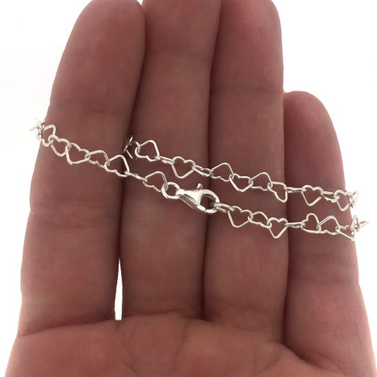 Wholesale Sterling Silver Heart Shaped Chain, Wholesale Bulk Bracelet Chains