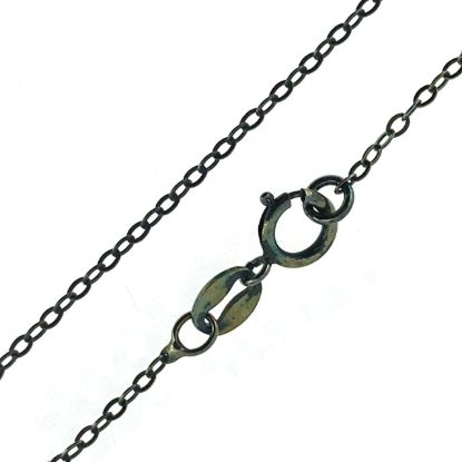 Oxidized Sterling Silver Finished Chain - From 16" - 36" Flat Oval Cable Chain