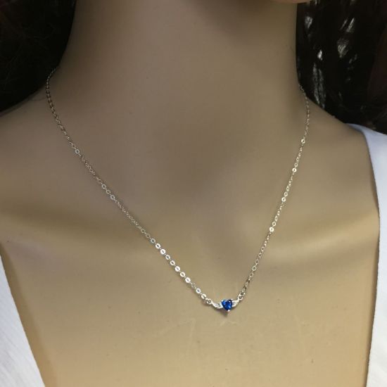 Wholesale 925 Sterling Silver Angel Wing Heart Birthstone Choker Necklace-Adjustable Length