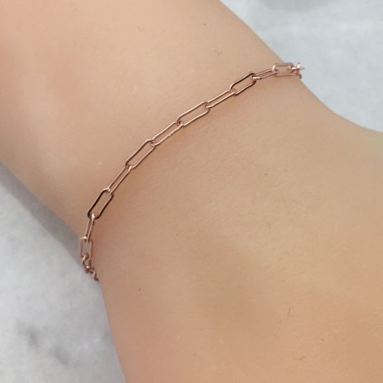 	wholesale jewelry making bulk chain-Rose gold Paper Clip chains for permanent jewelry