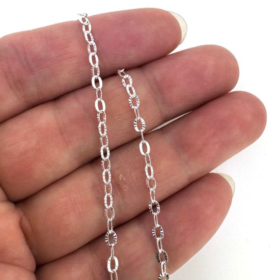 Wholesale 925 Sterling Silver Finished Jewelry Chain - Textured Cable Chain