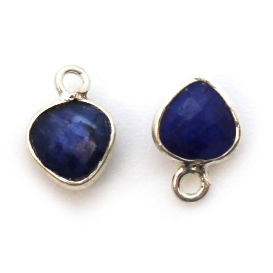 wholesale bezel gemstone-Blue Sapphire heart charm