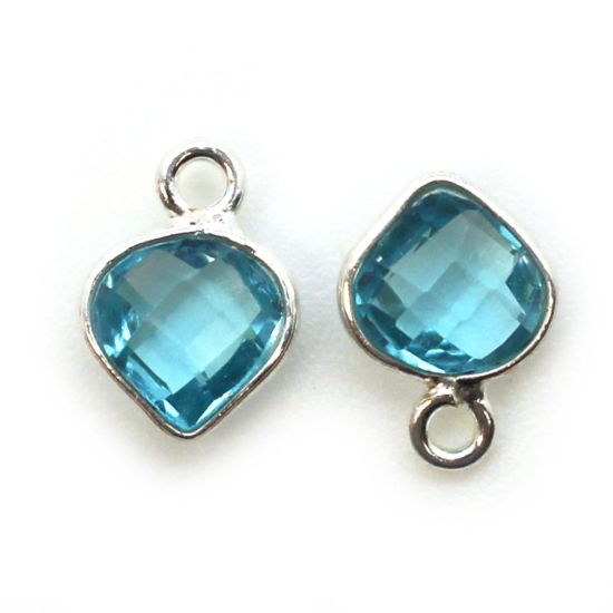 wholesale bezel gemstone-Blue Topaz Quartz heart charm
