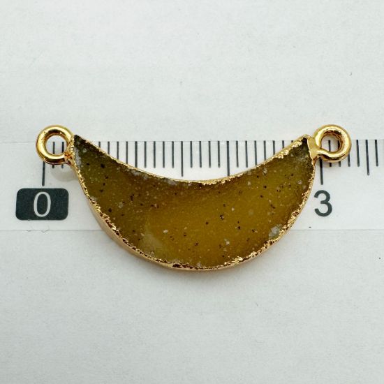 Wholesale Natural Druzy Agate Crescent Bar Pendant, Brown Druzy Bar Connector, Half Moon Long Bar 