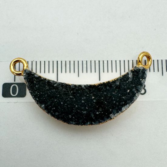 Wholesale Natural Druzy Agate Crescent Bar Pendant, Dark Druzy Bar Connector, Half Moon Long Bar