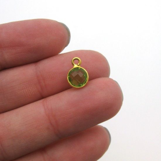 Wholesale Gold Over Sterling Silver Bezel Charm Pendant - 7mm Tiny Circle Shape - Set of 12 Months