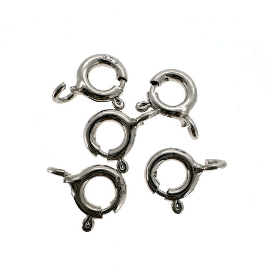 Wholesale Rhodium plated Sterling Silver Spring Ring Clasps- 5.5mm (pack of 5)