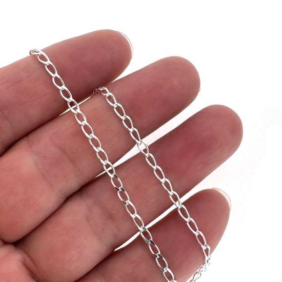 Wholesale Chain, 925 Sterling Silver 4mm Diamond Cut Curb Chain, bulk chain by the foot