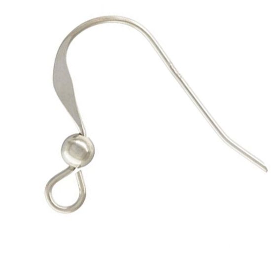 Wholesale Sterling Silver Flat Fishhook with Ball for Jewelry Making, Wholesale Earwire and Findings