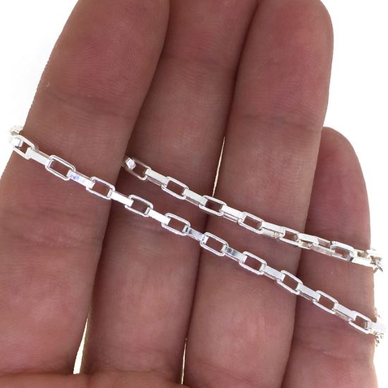 Wholesale chains, 925 Sterling Silver Heavy Box Chain 4.5x2.5mm Rectangle Links, Bulk Chain by the foot