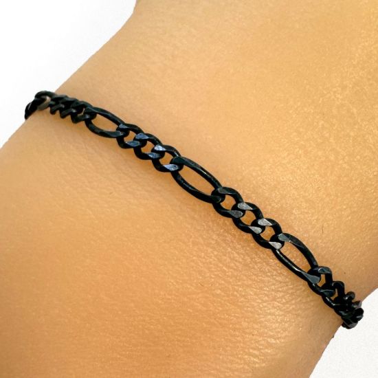 Wholesale Chain, Oxidized Sterling Silver Figaro Chain, Bulk Chain by the foot