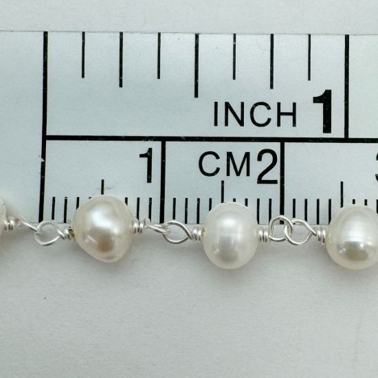 wholesale sterling silver 4-5mm freshwater pearl rosary chain for jewelry making