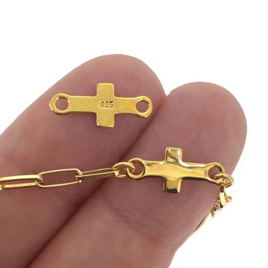 Gold Covered .925 Sterling Silver Cross Connector Charm 