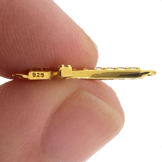 Gold Covered .925 Sterling Silver Cross Connector Charm with CZ stones 