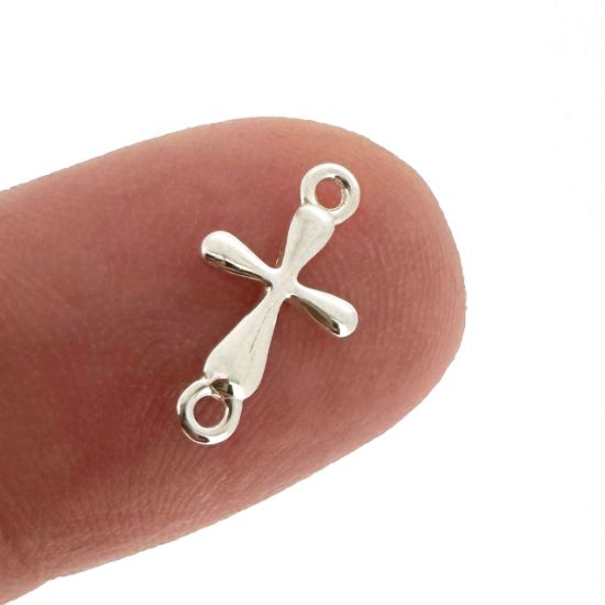 925 Sterling Silver Cross Connector Charm