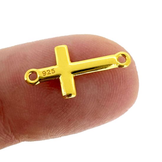 Gold Over 925 Sterling Silver Cross Connector Charm