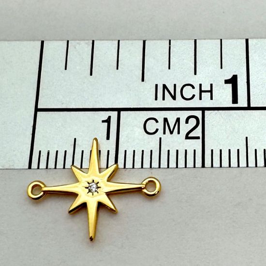 925 Sterling Silver Northstar Charm with CZ