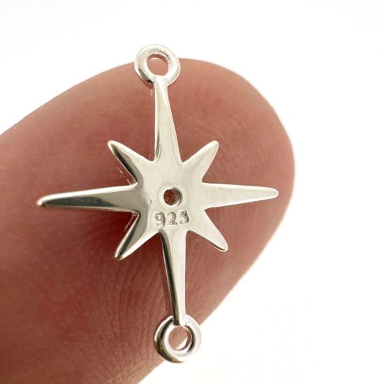 Sterling Silver Northstar Charm with CZ - 15 mm (1 pc)