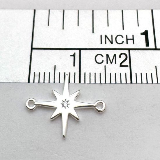Sterling Silver Northstar Charm with CZ - 15 mm (1 pc)