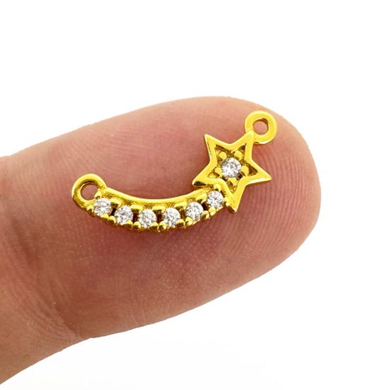 Gold Over 925 Sterling Silver Shooting Star Charm with CZ