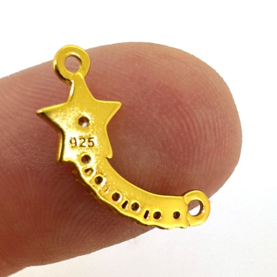 Gold Over 925 Sterling Silver Shooting Star Charm with CZ