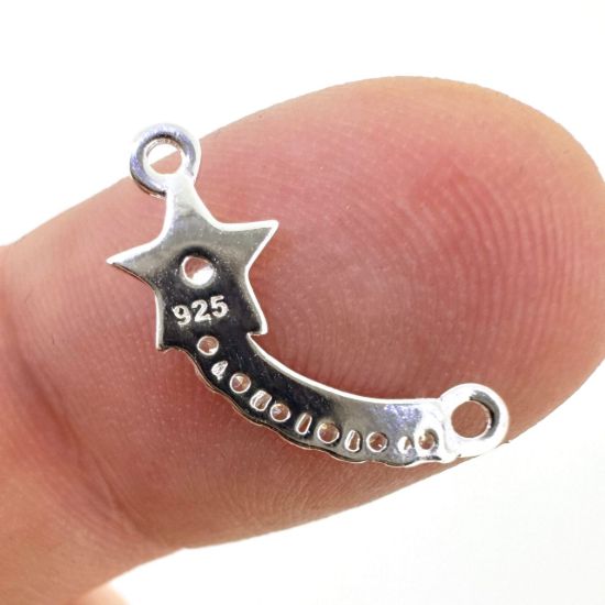 925 Sterling Silver Shooting Star Charm with CZ