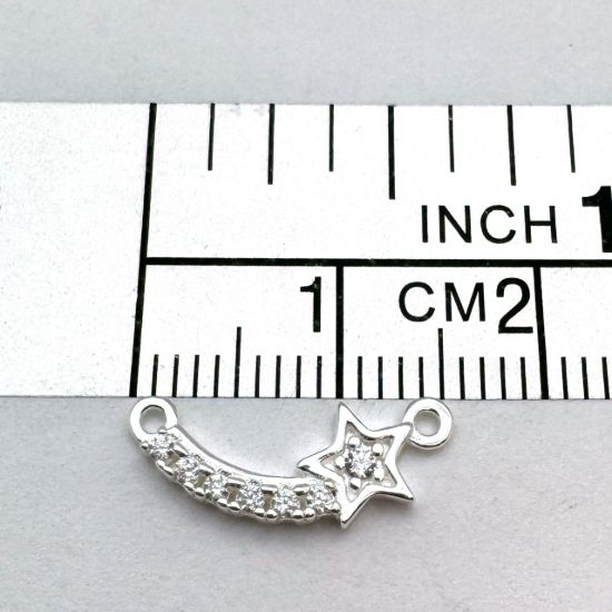 925 Sterling Silver Shooting Star Charm with CZ