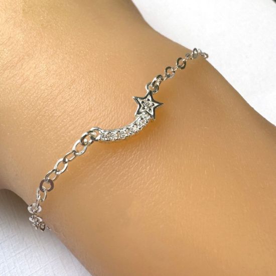 925 Sterling Silver Shooting Star Charm with CZ