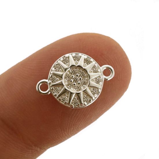 925 Sterling Silver Round Sun Charm with CZ