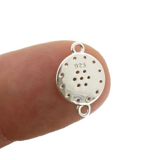 925 Sterling Silver Round Sun Charm with CZ