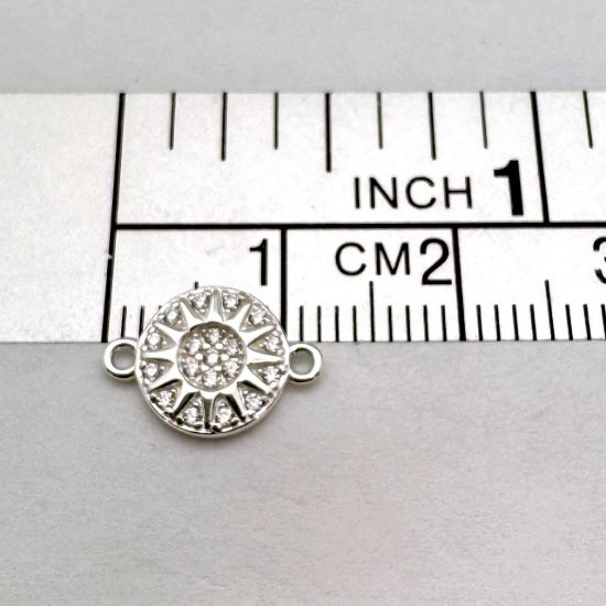 925 Sterling Silver Round Sun Charm with CZ