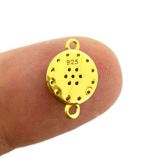 Gold Over 925 Sterling Silver Round Sun Charm with CZ