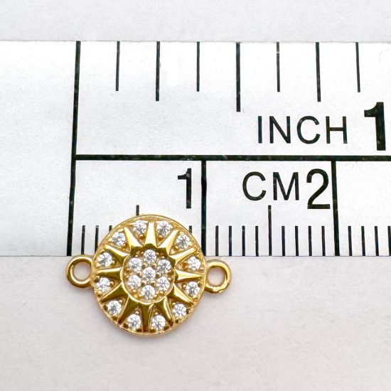 Gold Over 925 Sterling Silver Round Sun Charm with CZ