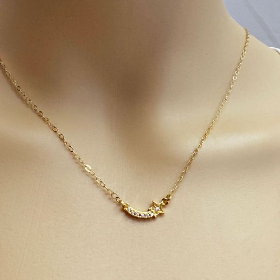 Gold Over 925 Sterling Silver Shooting Star Charm with CZ