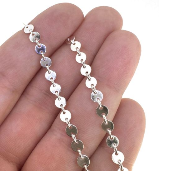 Wholesale Gold over Sterling Silver 4mm Round Sequin Disc Chain, Wholesale Bulk Necklace Chains