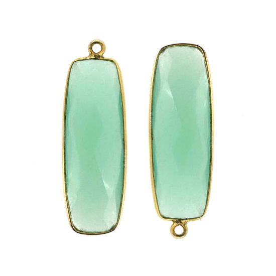 	Wholesale Gold plated Sterling Silver Rectangle Bezel Peru Chalcedony Gemstone Pendant, Wholesale Gemstone Pendants for Jewelry Making