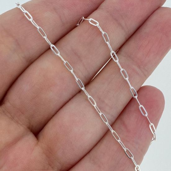 Wholesale 925 Sterling Silver Bulk Chain - 1.5x3.5mm Rectangle Box Paperclip Chain (sold per foot)