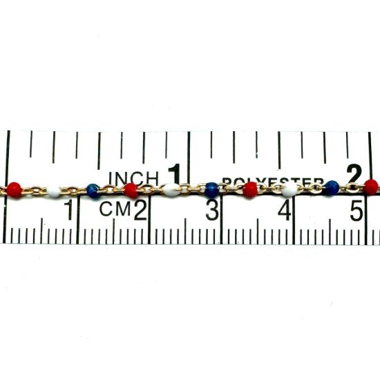 Wholesale 1/20 14K Gold Filled Cable Chain with Red, White, and Blue Enamel Links - Bulk Chain by the Foot