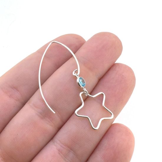 Wholesale Drop Birthstone Earrings with Star Sterling Silver Earrings Wholesale Bulk Birthstone earrings