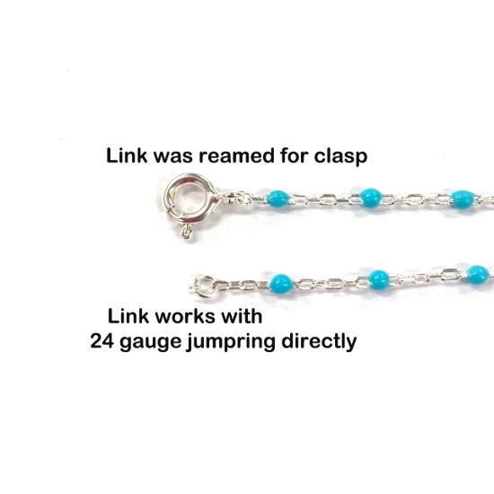 Wholesale 925 Sterling Silver Cable Chain with Pink Enamel Link - Bulk Chain by the Foot 