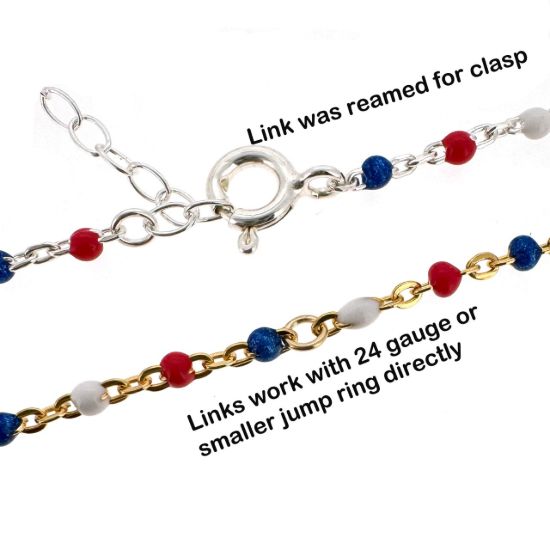 Wholesale 1/20 14K Gold Filled Cable Chain with Red, White, and Blue Enamel Links - Bulk Chain by the Foot